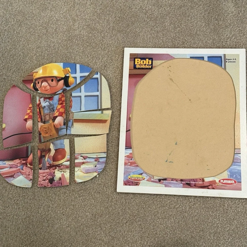 VTG Bob the Builder Playskool Wooden Play Puzzle Lot Of 2 Bob And Wendy 2001